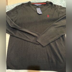 U.S. Polo Assn. Black V-Neck Sweater Size XL NWT